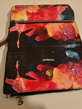 Desigual Floral Multi-Color REVERISBLE Clutch Wallet with strap